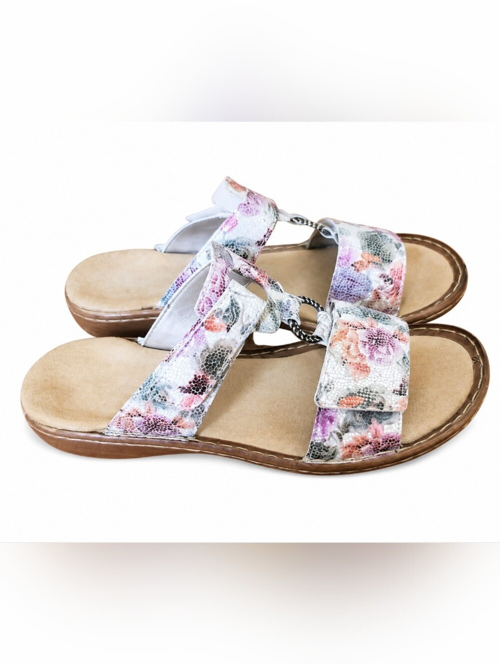 Rieker Antistress Floral Slide Sandals Women’s EU 39 Comfort Slip On Multicolor